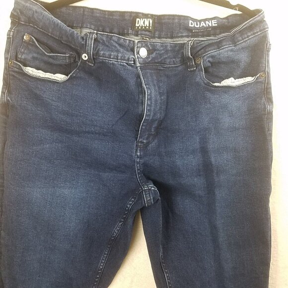 Jeans DKNY Duane Classic Straight Fit Denim 36 X 30 dark blue men's - Picture 8 of 16